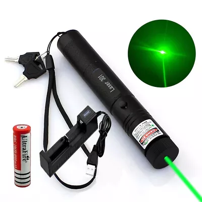 <1MW 532nm Green Laser Pointer Pen Zoom Visible Beam Light+18650 Battery Charger • $20.89