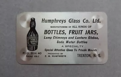 1915 Fruit Jar & Bottle Mfg. Aluminum Trade Card - Trenton Nova Scotia Canada • $9.50