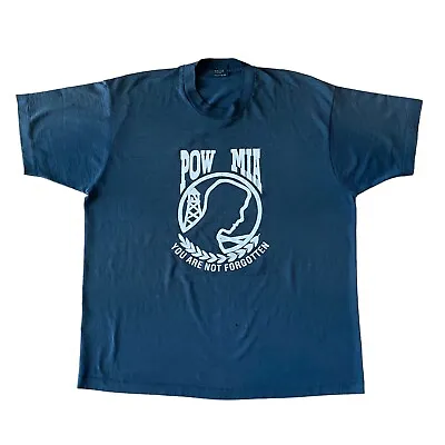 VTG 1990s Pow Mia Vietnam Army Vet T Shirt Mens 2XL XXL Black Screen Stars USA • $18.85