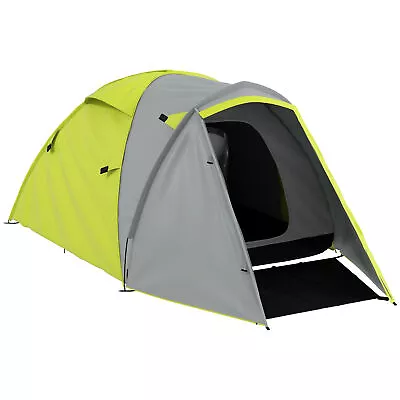 Outsunny 2-3 Man Camping Tent With Living Area 2000mm Waterproof Yellow • £59.99