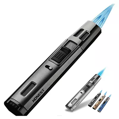 Windproof Cigar Lighter Honest Cigar Tobacco Lighter Jet Torch Dual Blue Flame • $18.69