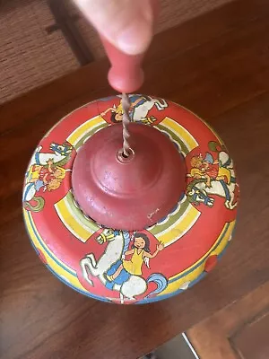 Vintage BRYAN OHIO ART CO SPINNING TIN TOY TOP Carousel Children USA • $9.99