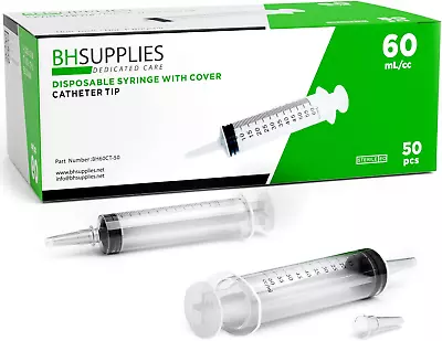 60Ml Syringe Catheter Tip Sterile With Caps - (No Needle) - Sterile Individuall • $36.25