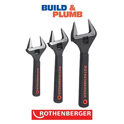 Rothenberger Wide Jaw Adjustable Wrench 3 Piece Set - 6  8  & 10  - 18047 • £59.94