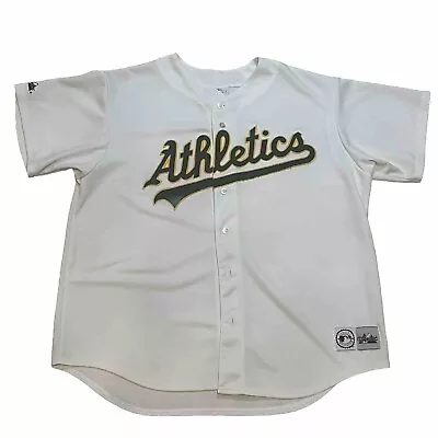 Vintage Majestic MLB Oakland Athletics Sewn Blank Jersey XXL White Made In USA • $49