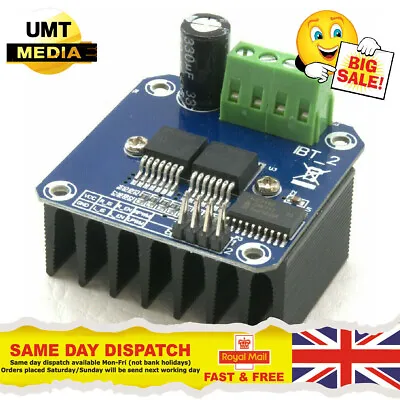 BTS7960B 43A Double DC Stepper Motor Driver H-Bridge PWM Arduino Smart Car  • £8