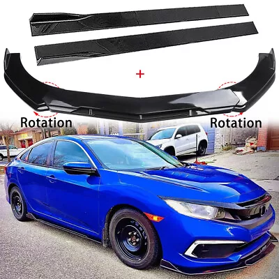 For Honda Civic Accord Saloon Gloss Front Bumper Lip Splitter + 79  Side Skirts • £109.11