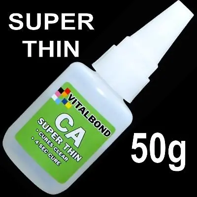 Vitalbond CA Super Thin 50g Super Glue 4 Sec Cure PlasticsMetalBalsa Wood DIY • £11.49