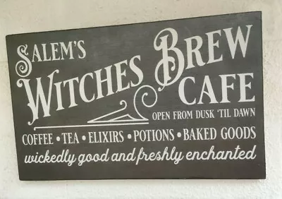 Halloween Salem Witches Brew Cafe Chalk Board Effect Plaque Sign • £8.49