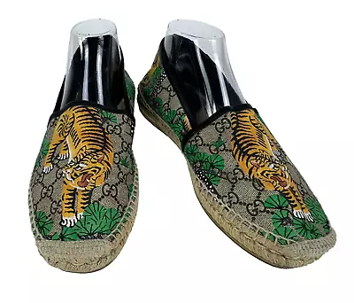 Gucci Men Auth 7.5 US 7 UK 41 EU Espadrilles Tiger Print Logo Loafers Shoes • $197