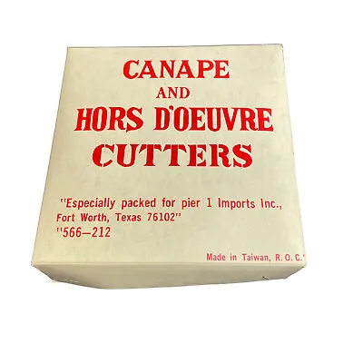 1960's  Set 12 Mini Canape & Hors D' Oeuvre Cutters In Tin Made Taiwan Pier 1 • $13.99