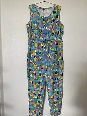 Lucy & Yak Sleeveless 80’s 90’s Retro Organic Cotton Boilersuit Jumpsuit Sz XL • $79.99