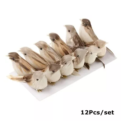 12Pcs Garden Home Cute Fake Birds Artificial Feather Bird Bonsai Decor Crafts • £6.99