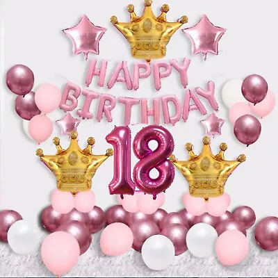 18th Birthday Banners Buntings Adults Birthday Theme Party Decoration Balloons • £9.79