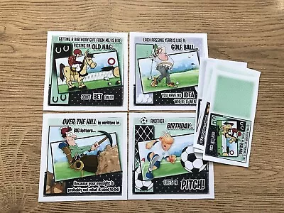 £2.99 • Buy Set Of 4 Handmade Male Funny Birthday Card Toppers And Sentiments.