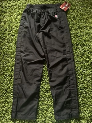 $35 • Buy Vintage Black Champion Tear Away Track Sweat Pants Size Small (w/ Original Tag)