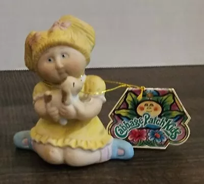 Vtg 1984 Cabbage Patch Kids Blonde Girl Pigtail Holding Puppy Porcelain Figurine • $12