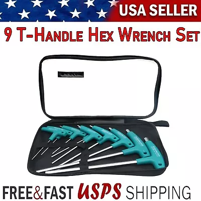 9 Pcs Allen Key Wrench Set Hexagon Screw Nuts Spanner Kits T Handle With Bag US • $23.99