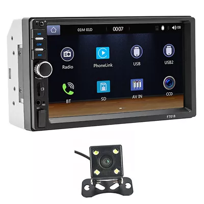 Double 2Din 7in Touch Screen Car Radio For Carplay Android Auto Bluetooth W/Cam • $74.60