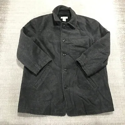 Vintage J Crew Jacket Mens Large Wool Overcoat Car Coat Pea Coat Lined Casual • $148.88