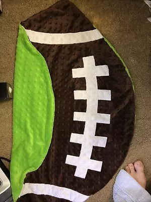 Mud Pie Brown Green Football Minky Baby Blanket Lovey Security Sports Boys • $11