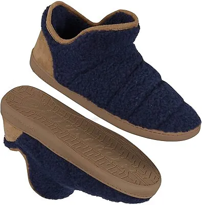 Dunlop Men's Slippers Memory Foam Boot Slippers With Rubber Sole Gifts For Men • £17.49