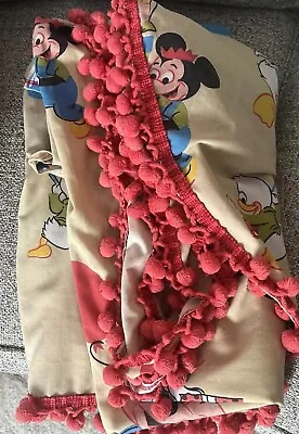 Vintage Walt Disney Mickey Mouse Twin Bed Bedspread Comforter WAMSUTTA Poms • $28.50