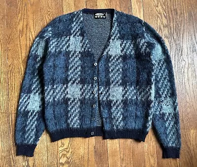 Vintage Mohair Cardigan Mens Medium 60's Wool Grunge Kurt Cobain • $115