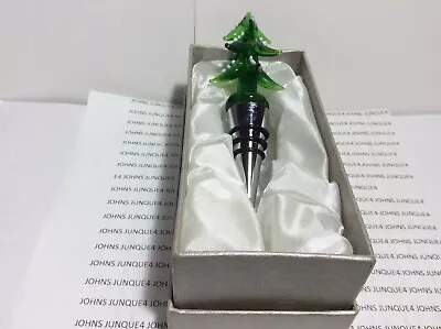 Green Tree Glass Wine Stopper New In Cloth-lined Gift Box Unique Great Gift! • £14.37