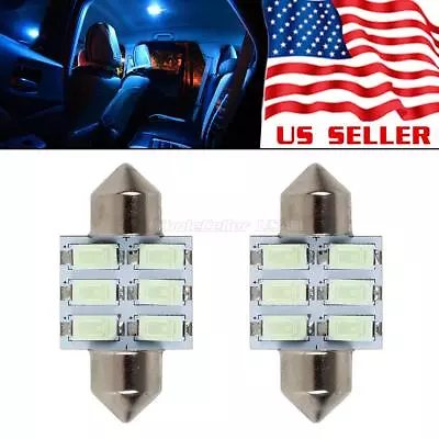 2x Ice Blue LED Bulbs 31mm Festoon Interior Dome Map Lights 3175 3022 • $5.64