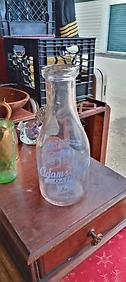 Vtg Milk Bottle Adams Farm Dairy Sutton Mass Cows Pyro • $19.99