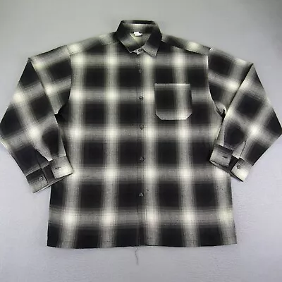 Vintage CalTop Shirt Men XL Gray Plaid Flannel Ombre Button Up Cholo Made In USA • $34.97