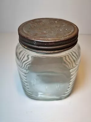 Vintage Ribbed Glass Bushells Coffee Jar - Embossed To Base  • $24