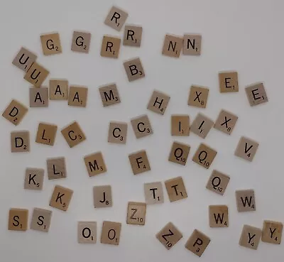 Wood Scrabble Tiles ~ Tan W/ Engraved Black Letters + Other Varieties~Individual • $1.25