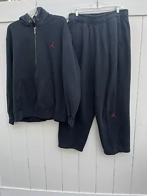 Nike Air Jordan Sweat Suit Men XL Black Pants Jacket Hooded Jump Man • $70