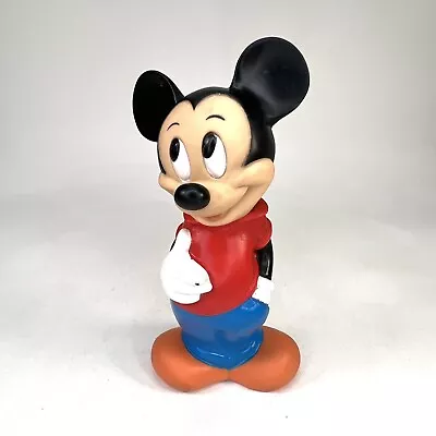 Vintage Mickey Mouse Coin Piggy Bank 12-inch Disney Illco Rubber Plastic 1970s • $17.99