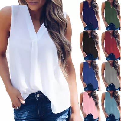 £7.99 • Buy Plus Size UK Womens Summer Chiffon Sleeveless OL T Shirt Blouse Ladies Vest Tops