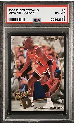 🔥🏀 1992 Fleer Total D 5 Michael Jordan PSA 6 EX-Mint 🏀🔥 • $77.50