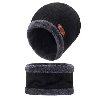 Mens Womens Winter Baggy Slouchy Knit Warm Beanie Hat And Scarf Set Skull Cap • $8.99