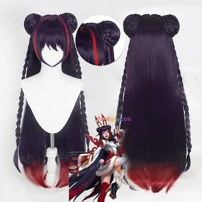 LOL Mythmaker Seraphine Cosplay Wig Dark Purple Ponytails Synthetic Hair Wigs • $35.98