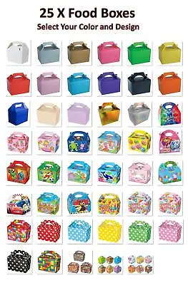 25 Pack Food Party Boxes Birthday Baby Shower Gift Cake Box 15x10x10cm • £11.95
