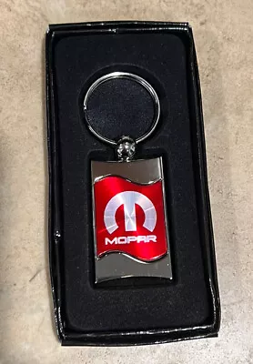 MOPAR Red & Silver Waves Wavy Key Ring Metal NEW IN BOX • $15