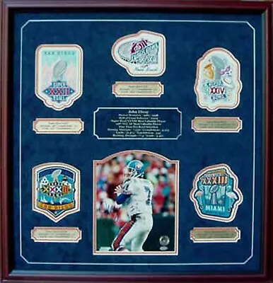 John Elway Auto'd 8x10 Framed W 5 Super Bowl Patches W Engraved Mounted Memories • $299.99