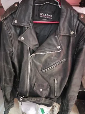 Vintage Wilson’s Leather Motorcycle Biker Black Leather Jacket Medium • $20