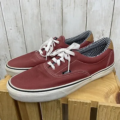 Vans Era 59 Waxed Canvas Mix Chili Red Checkers Skate Shoe Sneakers Mens 11.5 • $27.99