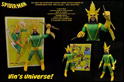 Custom 8  Mego Scale Spider-Man Foe Electro Max Dillon Complete Action Figure • $174.99