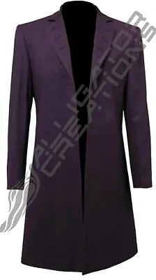 11th Doctor Who Cosplay Matt Smith Costume Purple Velvet Mens Formal Overcoat • £129.99