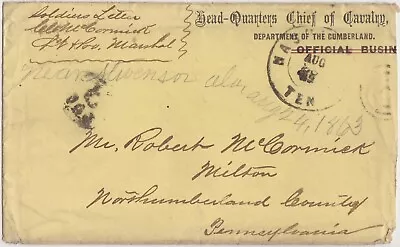 CIVIL WAR Cover HQ Chief Of Cavalry Army Of Cumberland Signed McCormick 7 PA CAV • $36