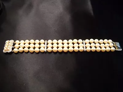 Pearl Bracelet - Majorica- Spain 3-row Very Nice Condition • $125