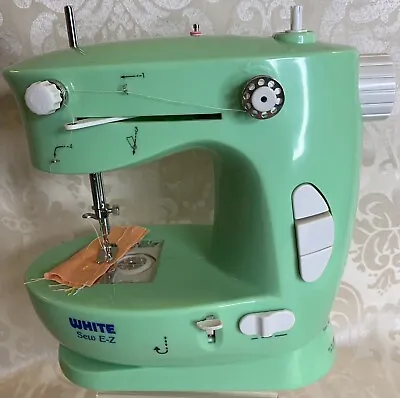 Vintage White Sew E-Z Model W338G Mint Green Mini Sewing Machine Extras Included • $19.50